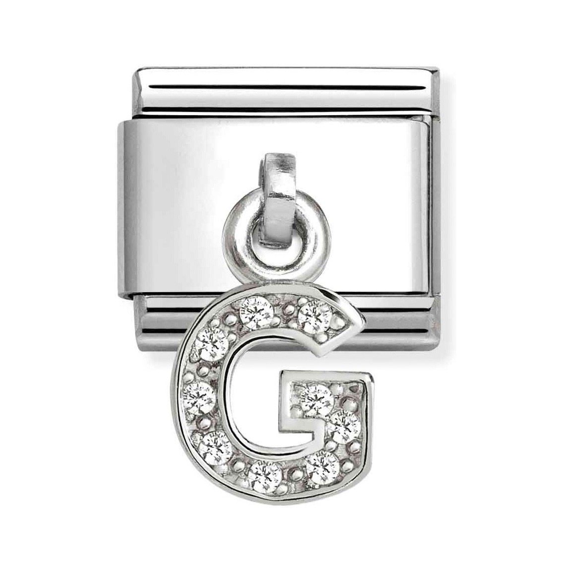 Sterling Silber Charm von Pandora in Form des Buchstaben G, verziert mit funkelnden Zirkonia, ideal für personalisierte Schmuckstücke, Neuheit im Sortiment.