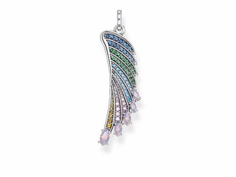 Thomas Sabo PE876-347-7 Anhänger in Silber mit mehrfarbigen Flügelmotiven, besetzt mit bunten Steinen und funkelnden Akzenten, ideal für modischen Schmuckstil.