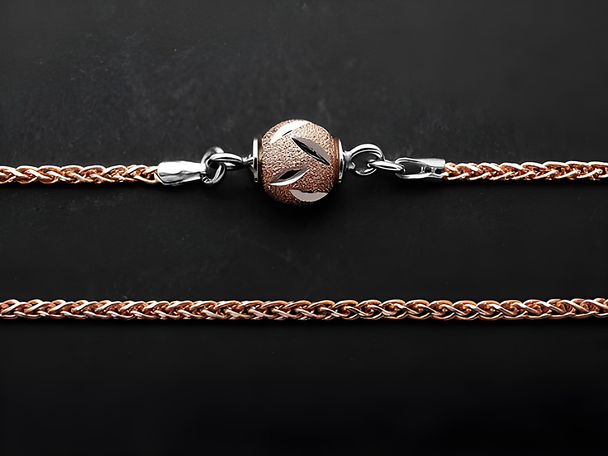 Silber Kette Venezia rosé vergoldet rhodiniert 46 cm von Juwelier Harnisch mit magnetischem Verschluss, elegant und modern gestaltet, ideal für jeden Anlass. – Ansicht 2