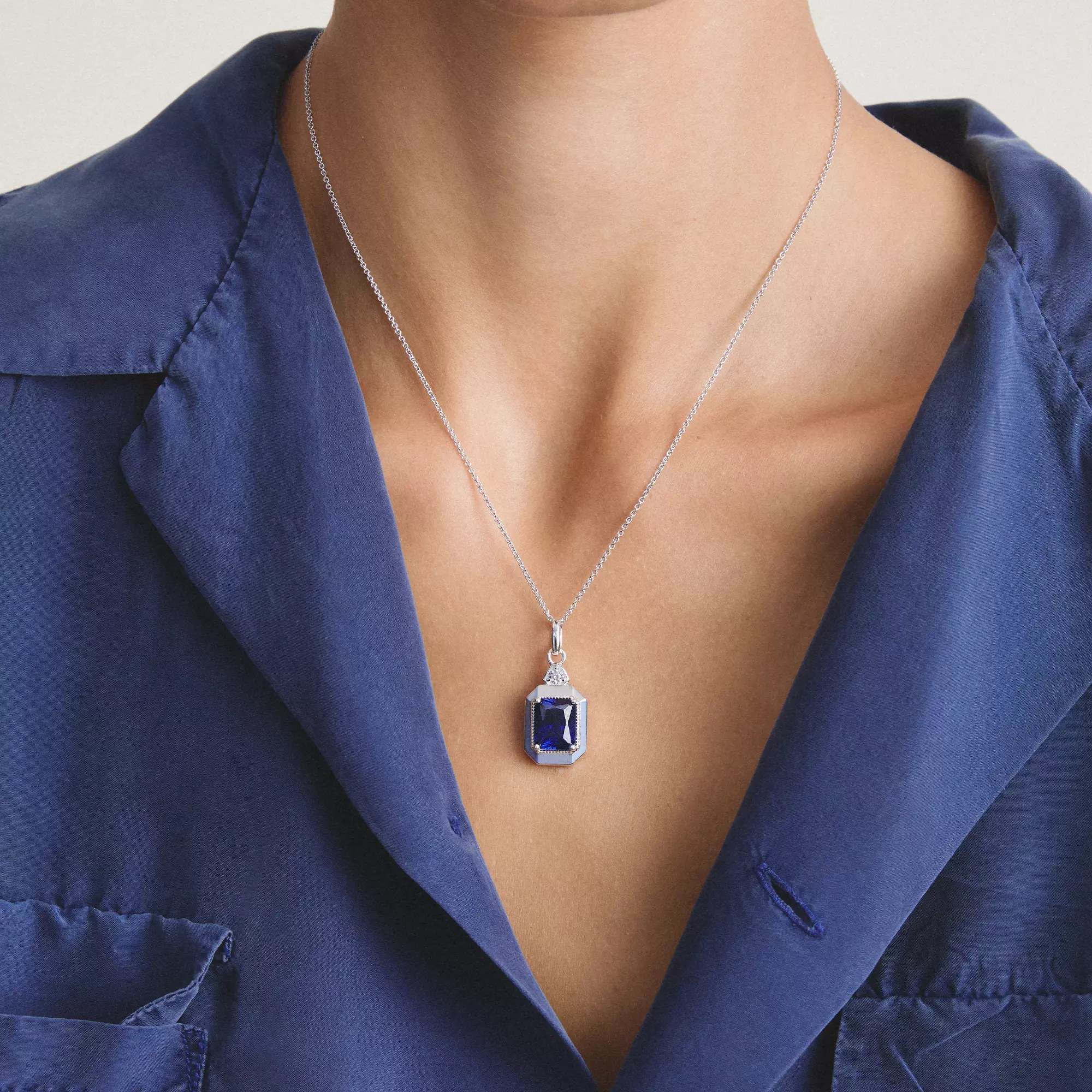Thomas Sabo ELYNDRA - Halskette - 45 cm - Sterling Silber recy. & Nano-Kristall & Zirkonia - blau – Ansicht 3