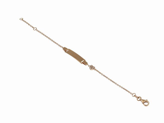 Gravurarmband aus rosé vergoldetem Sterling Silber für Kinder mit einem gravierbaren Herzanhänger, erhältlich in 14cm und 16cm, von Juwelier Harnisch, elegant und schick.