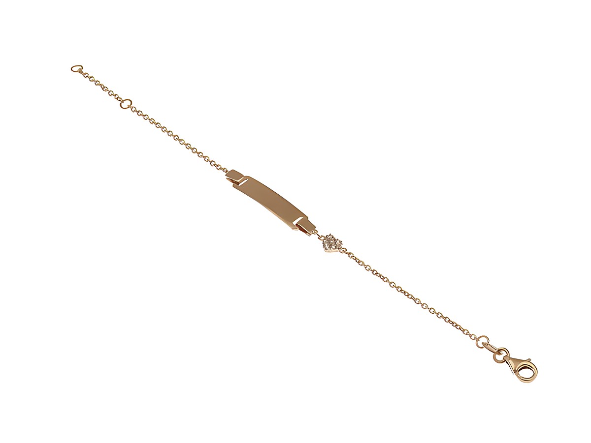 Gravurarmband aus rosé vergoldetem Sterling Silber für Kinder mit einem gravierbaren Herzanhänger, erhältlich in 14cm und 16cm, von Juwelier Harnisch, elegant und schick.