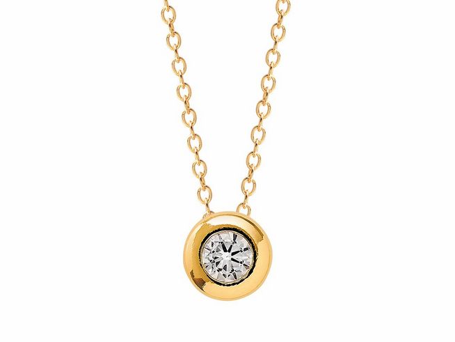 Die polierte Gelbgoldkette mit Zirkonia in einer runden Fassung hat eine Länge von 42 cm und verleiht jedem Outfit eleganten Glanz in hochwertiger Verarbeitung.