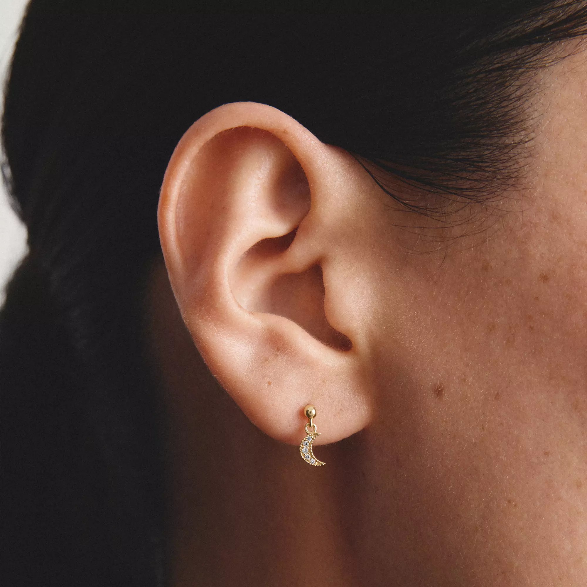 Thomas Sabo Ohrstecker Mond und Stern - 18k Gelbgold Vergoldung - Zirkonia – Ansicht 4