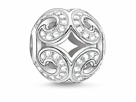 Glitzernde Welle Silber Thomas Sabo Karma Beads K0012-051-14 mit weißen Zirkonia Steinen, filigranes Design und hochwertige Verarbeitung, ideal für individuelle Schmuckkreationen.
