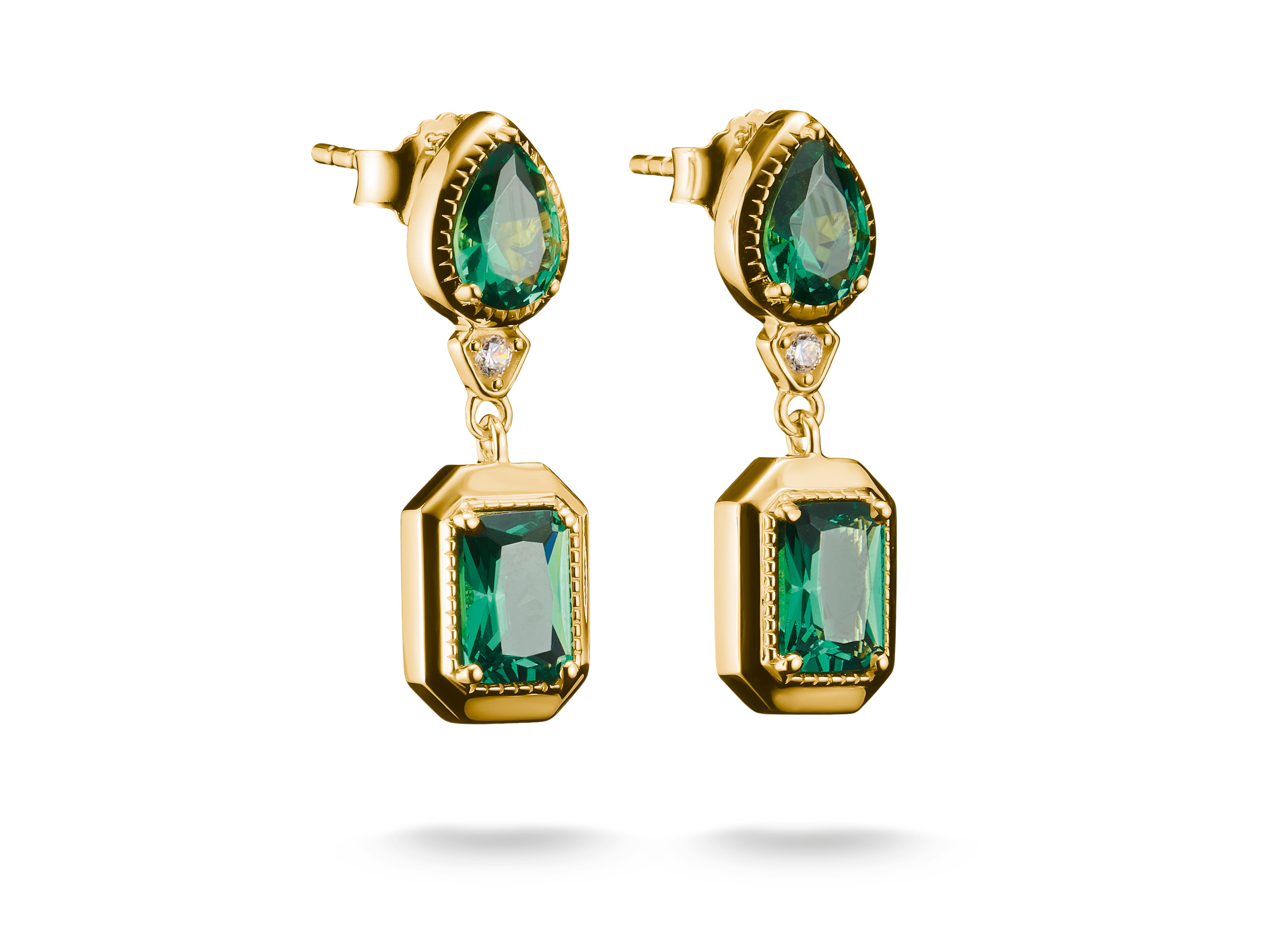 Thomas Sabo H2334-971-6 ELYNDRA Ohrringe - 750/- Gold auf Silber & Glas-Keramik Stein & Zirkonia - Grün