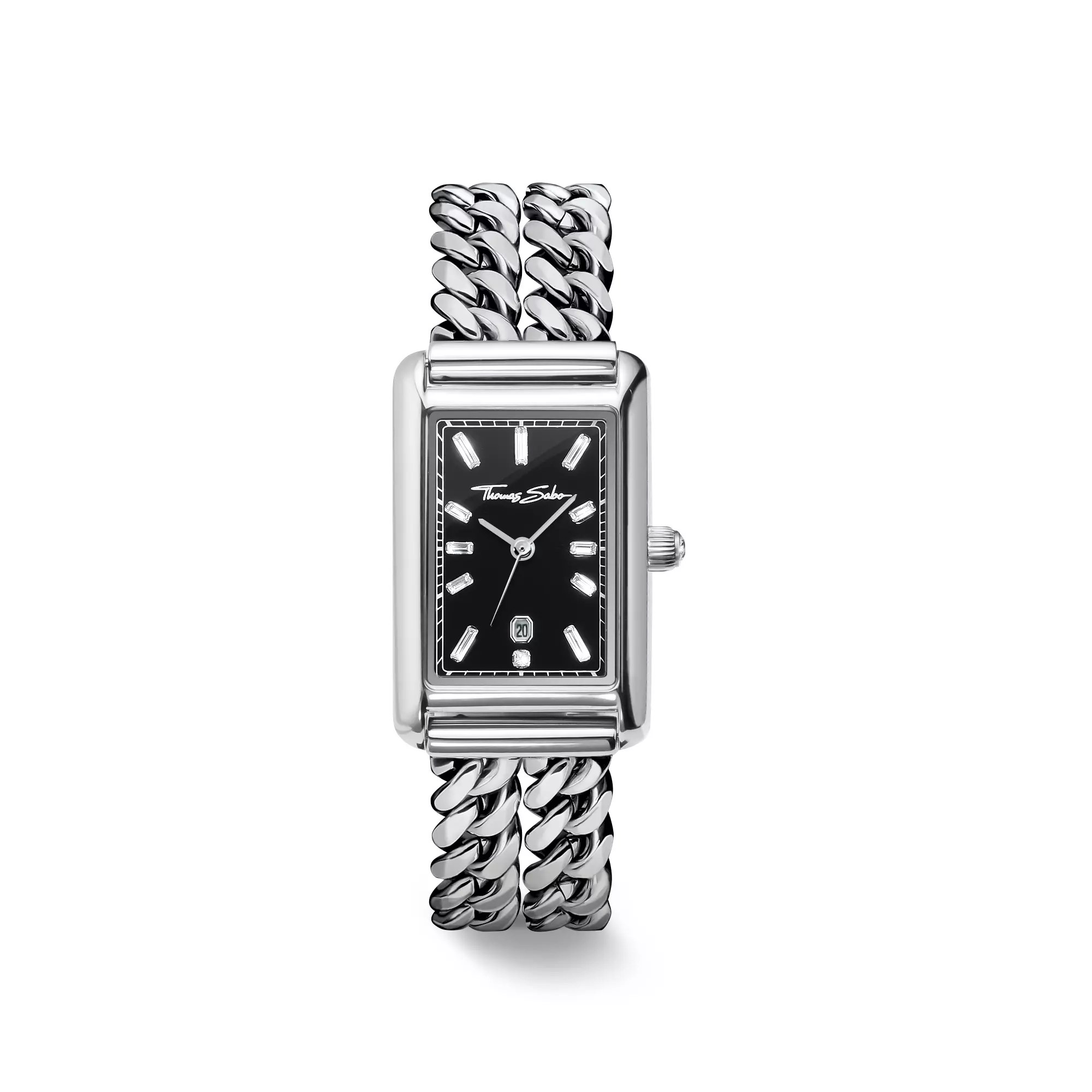 Thomas Sabo Uhr Damenuhr Bold Elegance schwarz Ziffernblatt rechteckig Silberfarben – Ansicht 2