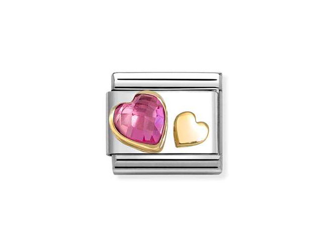 Nomination 030613 09 - CLASSIC fac. Zirkonia & 750/- Gelbgold - Herz - Magenta