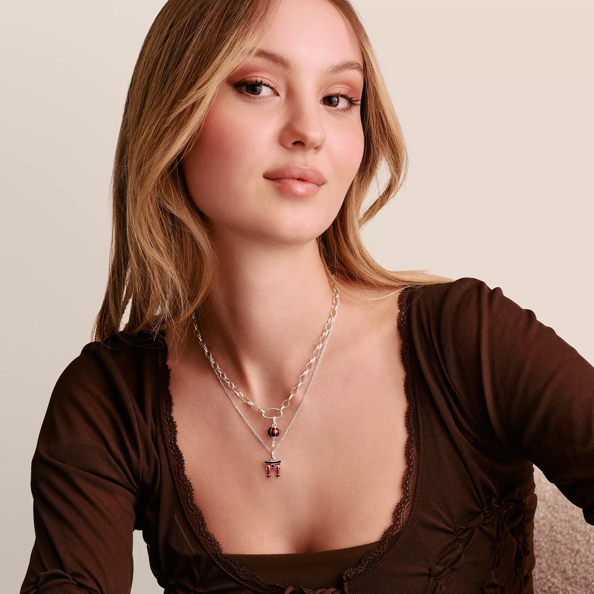 Thomas Sabo Connect - Tokyo Crush Charm Lampion - Sterling Silber, Kaltemail & Zirkonia - Rot - Charm mit Öse – Ansicht 3