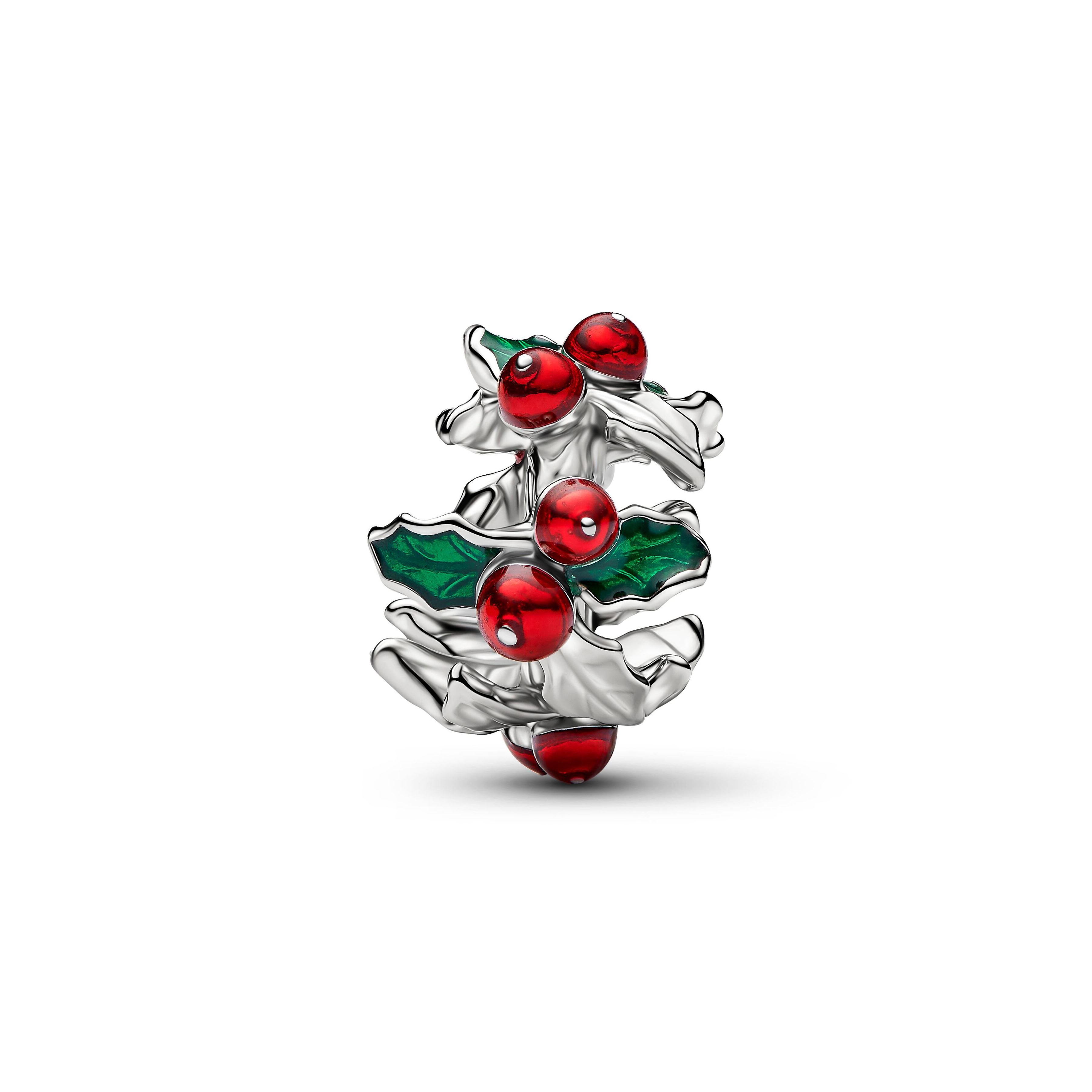 Pandora Moments - Charm Stechpalme - platiniert - Emaille rot – Ansicht 2