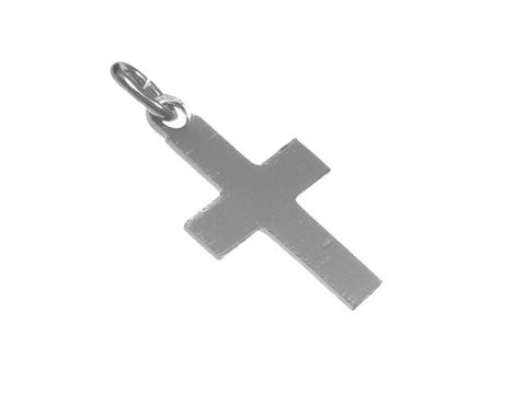 Schlichtes flaches Kreuz aus Silber, Hersteller Juwelier Harnisch, einfaches Design, perfekt für den Alltag oder besondere Anlässe.