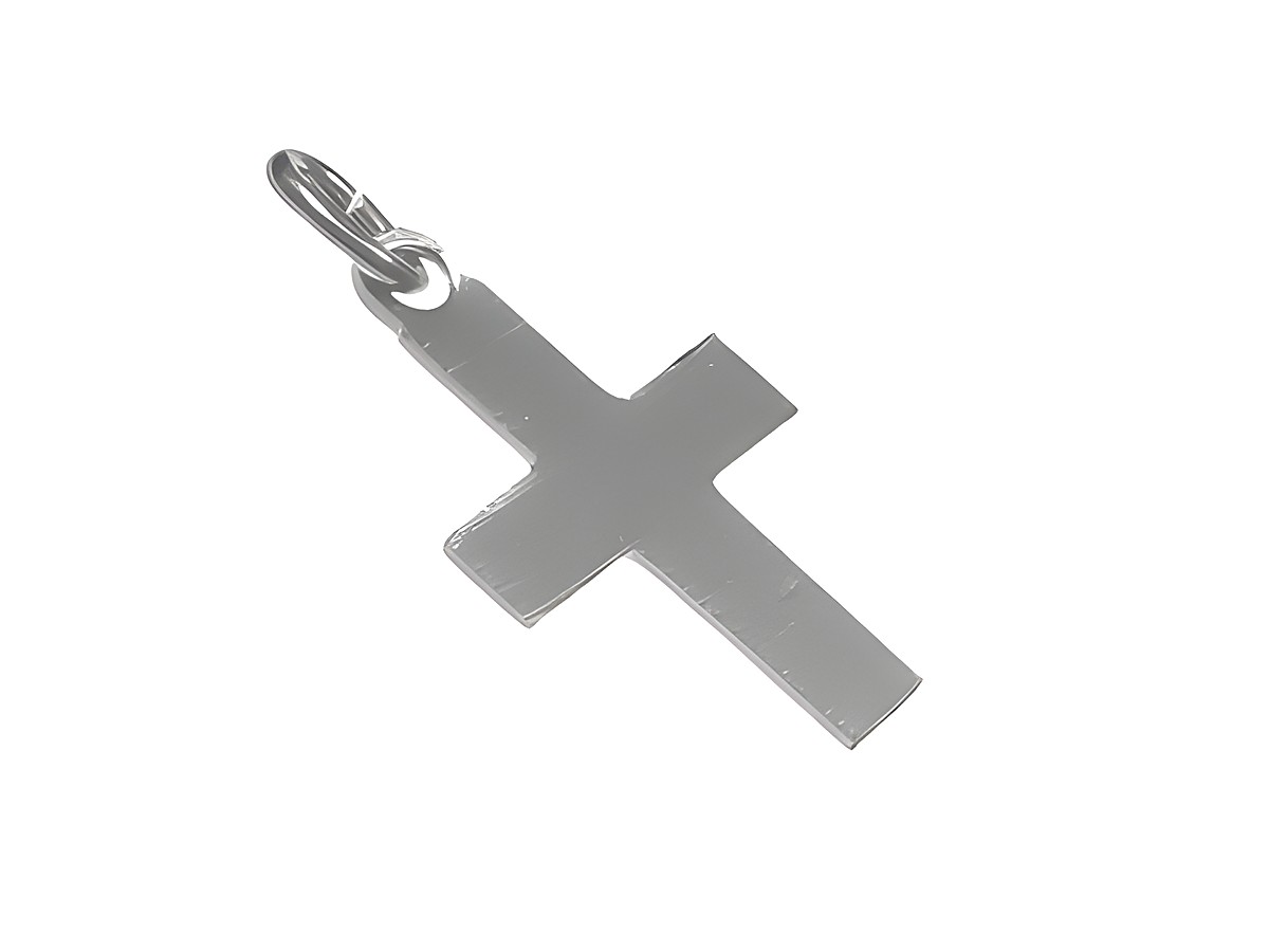Schlichtes flaches Kreuz aus Silber, Hersteller Juwelier Harnisch, einfaches Design, perfekt für den Alltag oder besondere Anlässe.