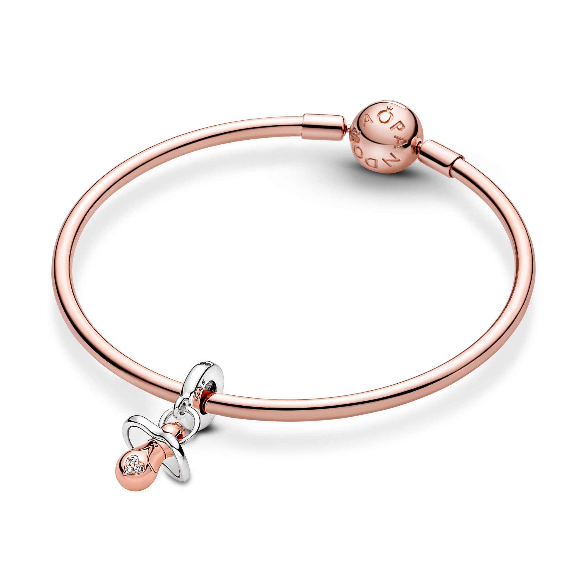Pandora Baby-Schnuller Charm-Anhänger - Silber & Roségold Verg. Zirkonia – Ansicht 2