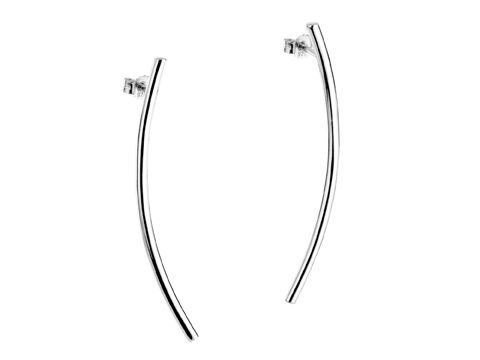 Stäbchen gebogen Ohrstecker in luxuriösem rhodinierten Silber des Herstellers Juwelier Harnisch, elegante Ohrstecker ohne Stein, zeitloses Design für jeden Anlass.