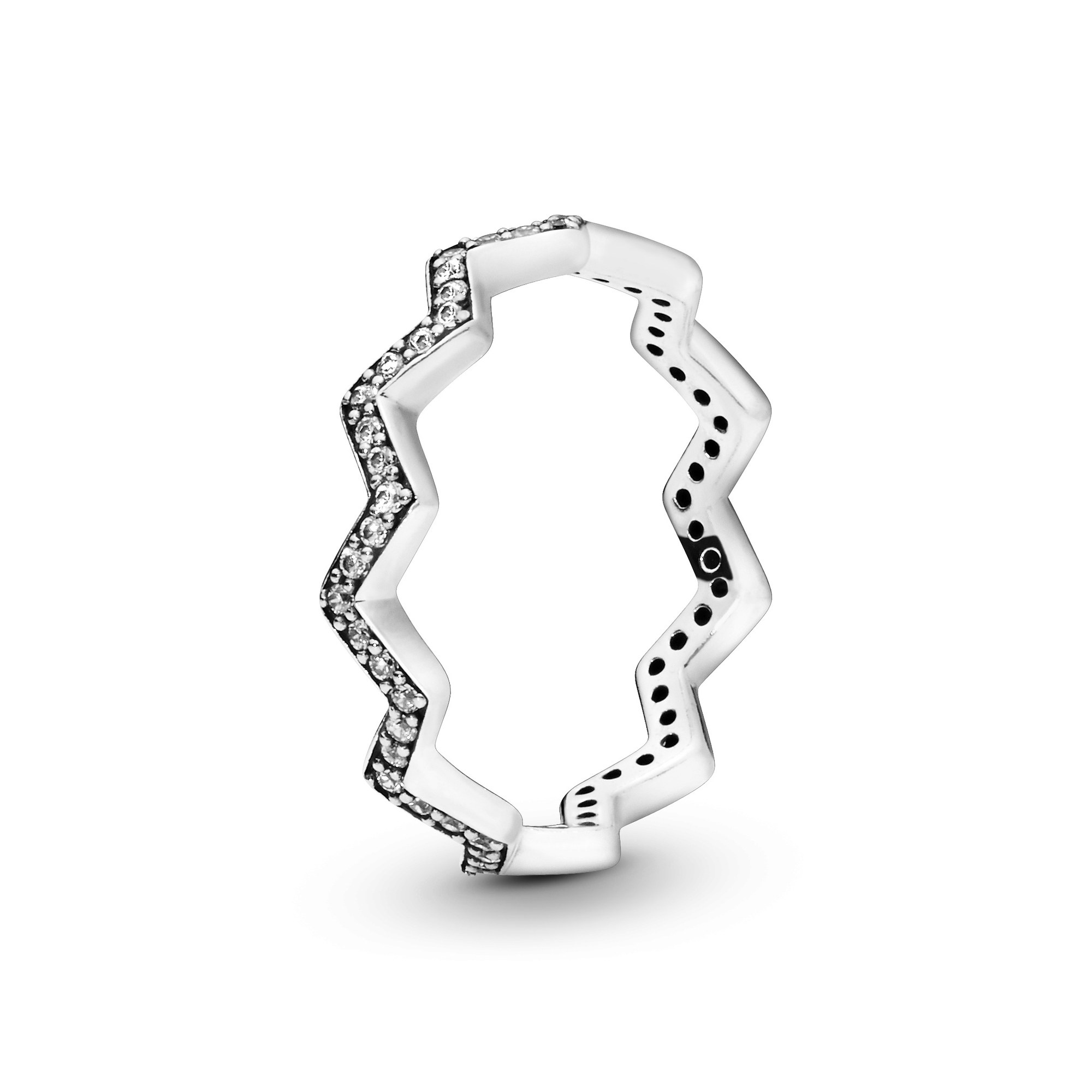 PANDORA Zick-Zack-Silberring mit Zirkonia
