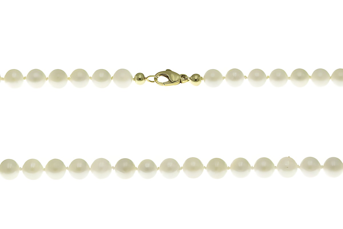 Perlenkette 41 cm in Weiß aus Süßwasser Zuchtperlen mit klassischem Design und einem sicheren Verschluss von Juwelier Harnisch. Ideal für elegante Anlässe.