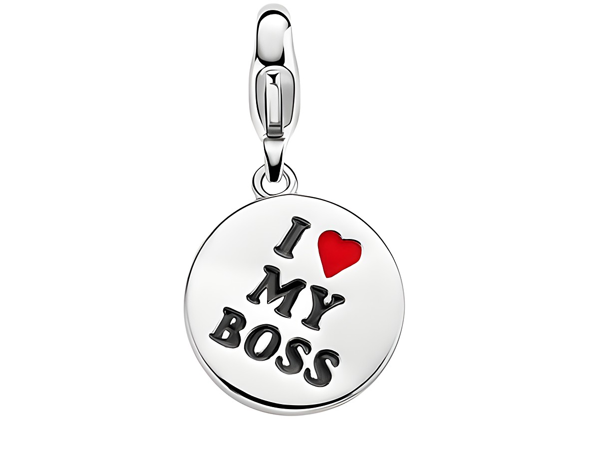 Ti Sento Silber Charm 8320RE mit der Aufschrift I love My Boss und einem roten Herz, ideal für persönliche Schmuckstücke und Geschenke.