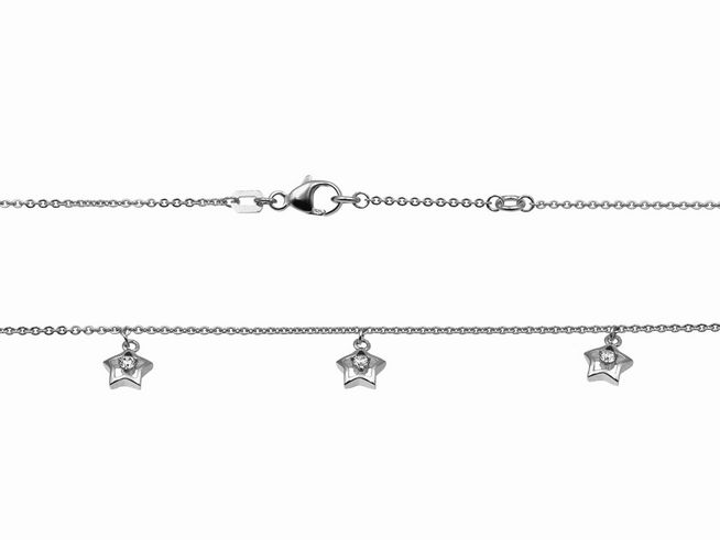 Silberne Kette mit Sternanhängern und Zirkonia, 36 cm und 38 cm lang, vom Juwelier Harnisch, elegant und schick, ideal für jede Gelegenheit.