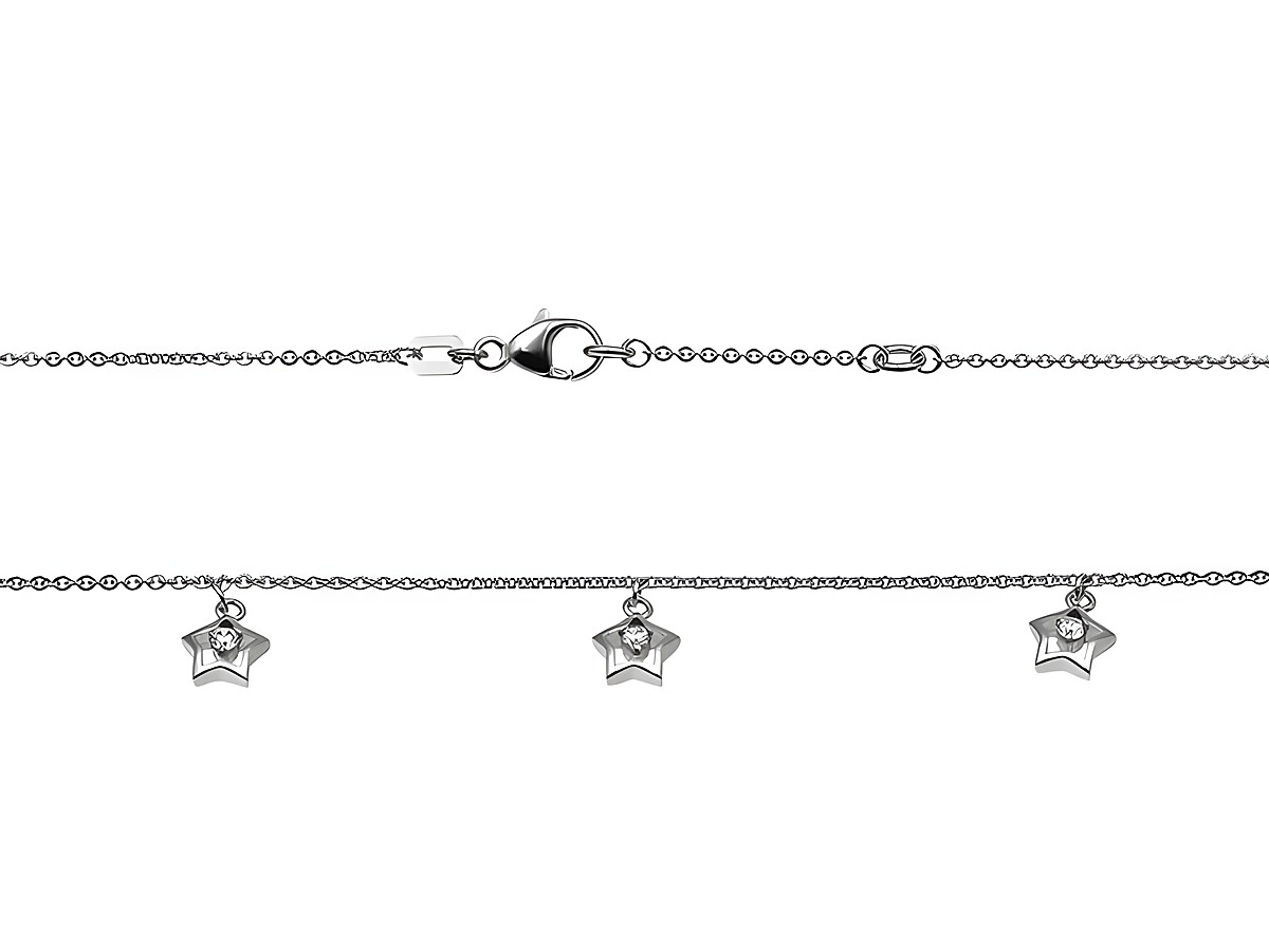 Silberne Kette mit Sternanhängern und Zirkonia, 36 cm und 38 cm lang, vom Juwelier Harnisch, elegant und schick, ideal für jede Gelegenheit.