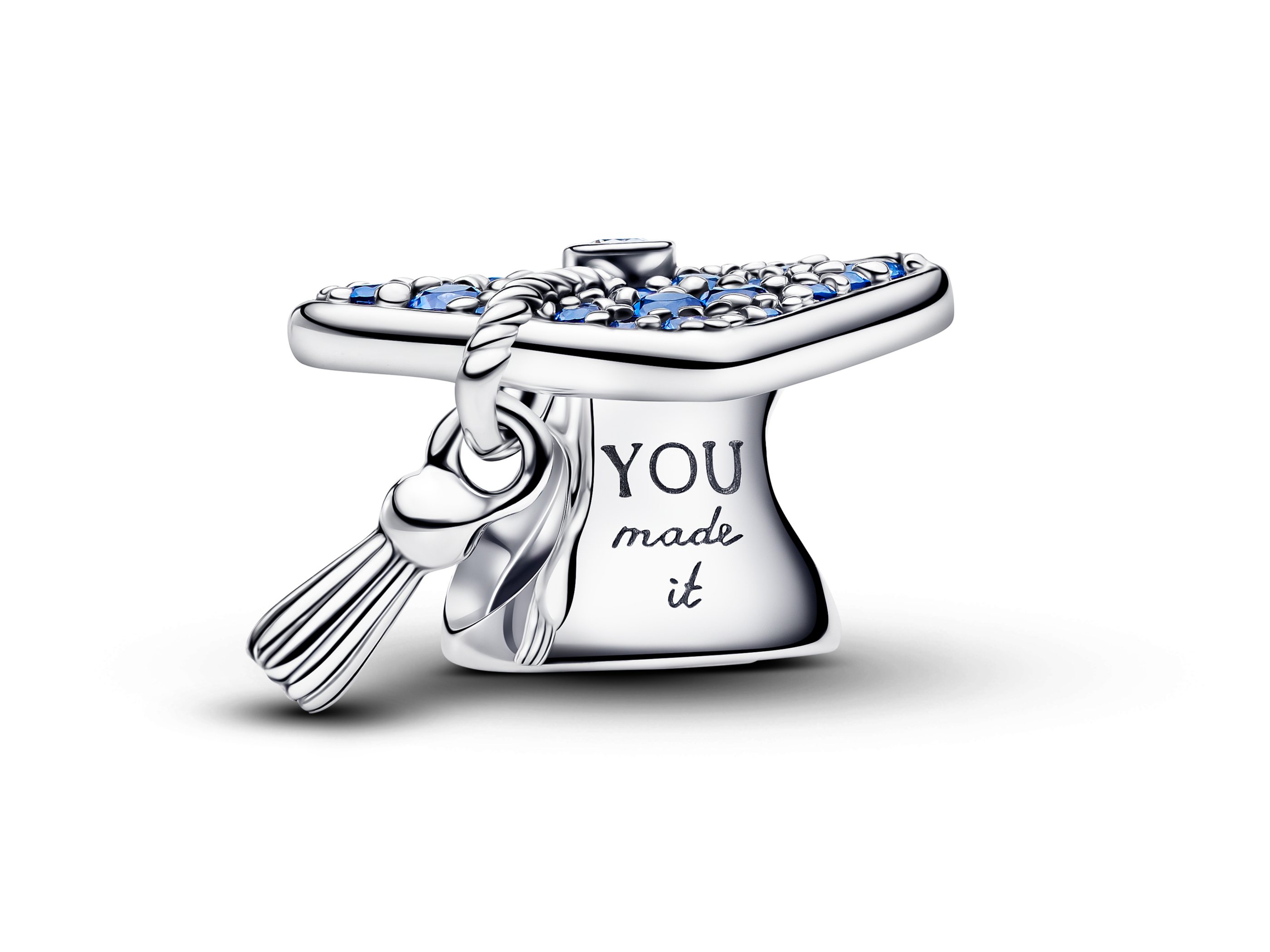 Pandora 794461C01 - blaue Absolventenmütze 2026 Charm - Sterling Silber - Steinmix Blau