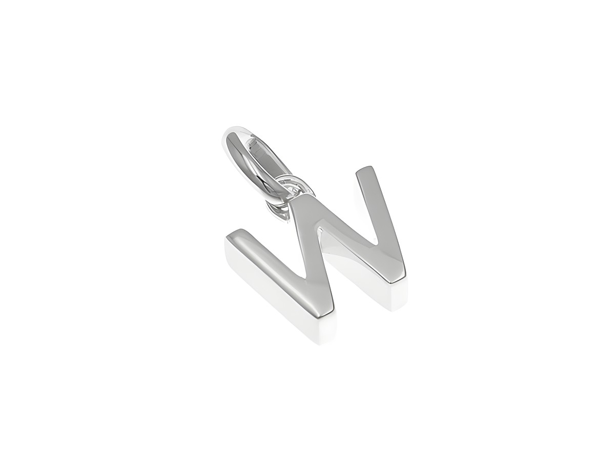 Anhänger aus poliertem Sterling Silber in Form des Buchstabens W, hergestellt von Juwelier Harnisch, ideal für eine persönliche Note.
