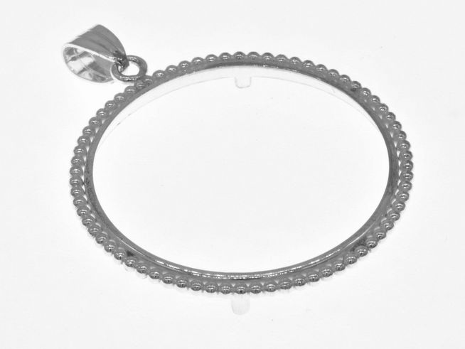 Münzfassung Anhänger aus 925 Sterling Silber mit Kugelrand für Münzen bis 34 mm Durchmesser. Ideal zum Schutz und zur Präsentation von Münzen bis 3,5 cm.
