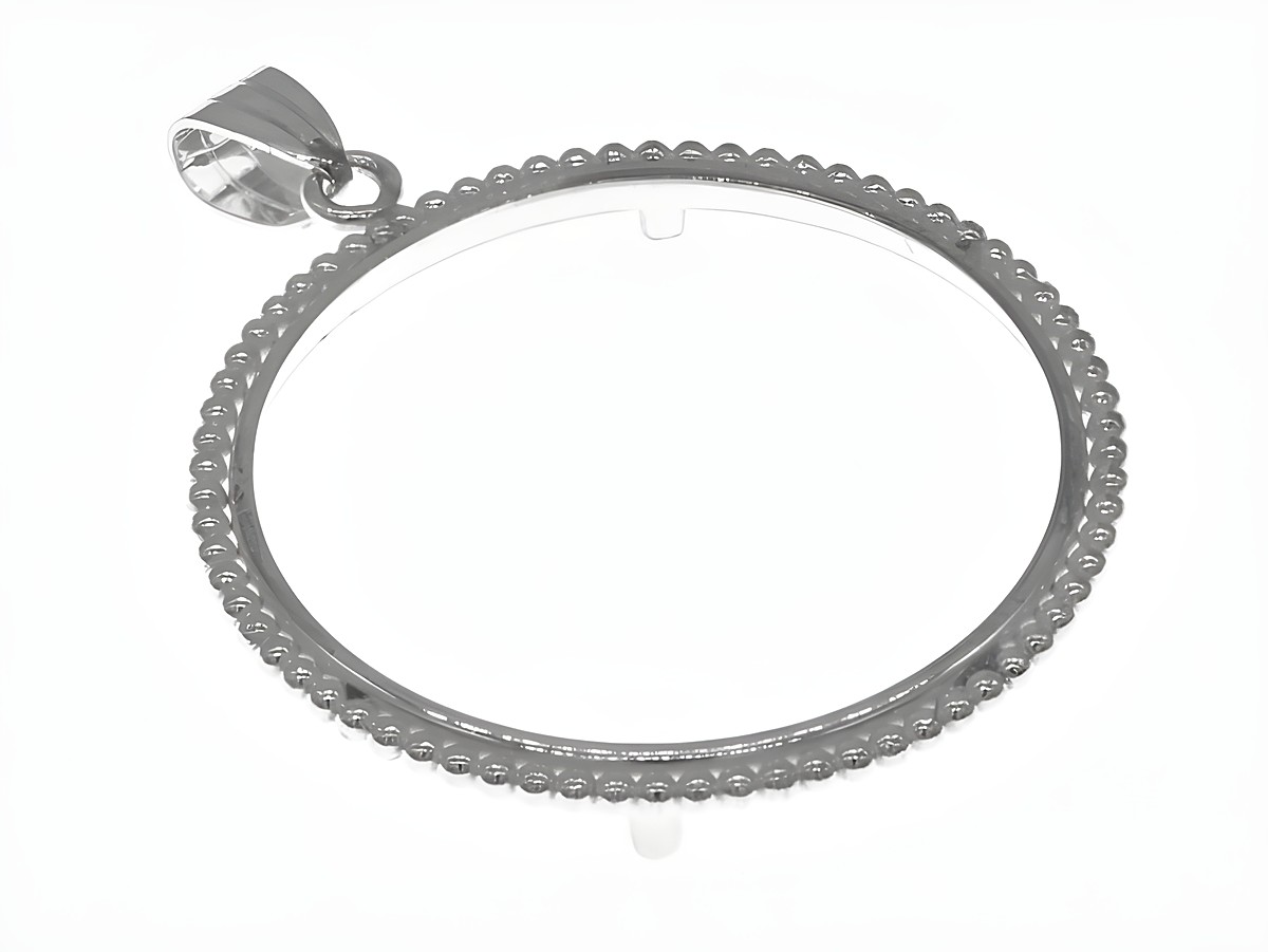 Münzfassung Anhänger aus 925 Sterling Silber mit Kugelrand für Münzen bis 34 mm Durchmesser. Ideal zum Schutz und zur Präsentation von Münzen bis 3,5 cm.