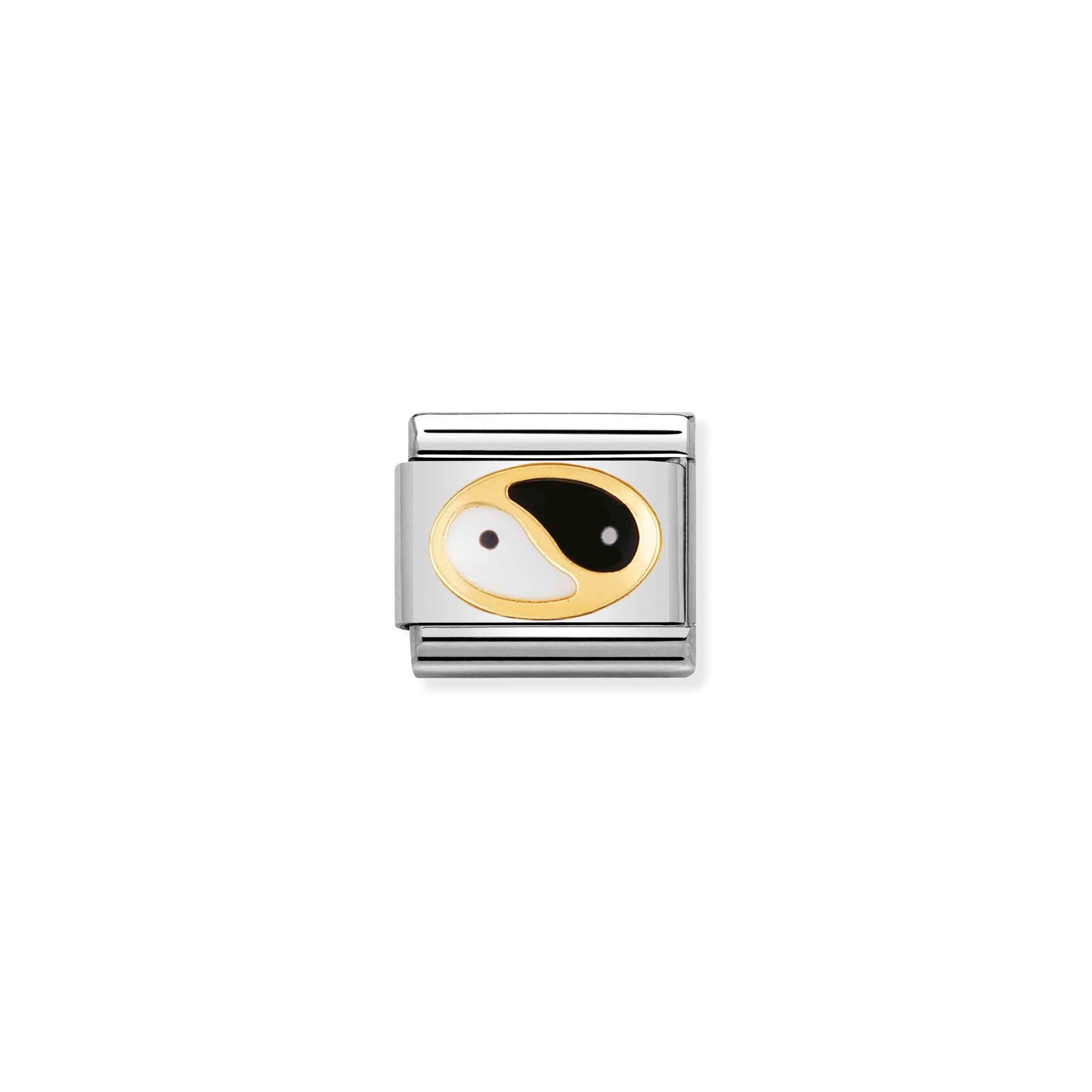 Nomination Composable Classic Charm Yin Yang - Edelstahl, Gold 750 Gelbgold, Emaille