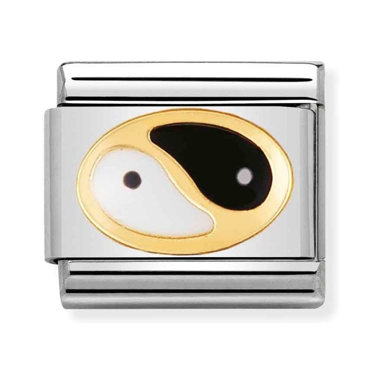 Nomination Composable Classic Charm Yin Yang - Edelstahl, Gold 750 Gelbgold, Emaille