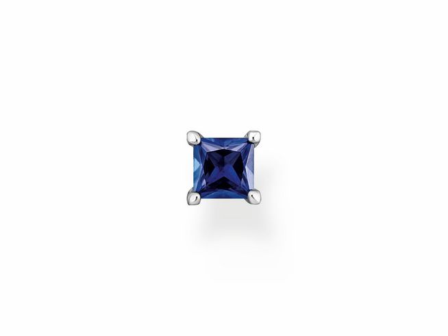 Thomas Sabo Ohrstecker 1 Stück H2233-699-32 aus Sterling Silber mit einem quadratischen Glas-Keramik Stein in Blau, eleganter Ohrschmuck für stilbewusste Frauen.