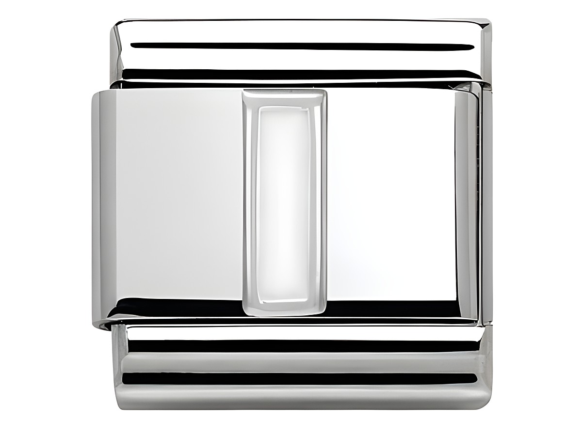 Classic SilverShine Buchstaben von Nomination, glänzendes Emaille-Design in Silber, rechteckige Form mit leicht abgerundeten Kanten, ideal zur Personalisierung von Armbändern.