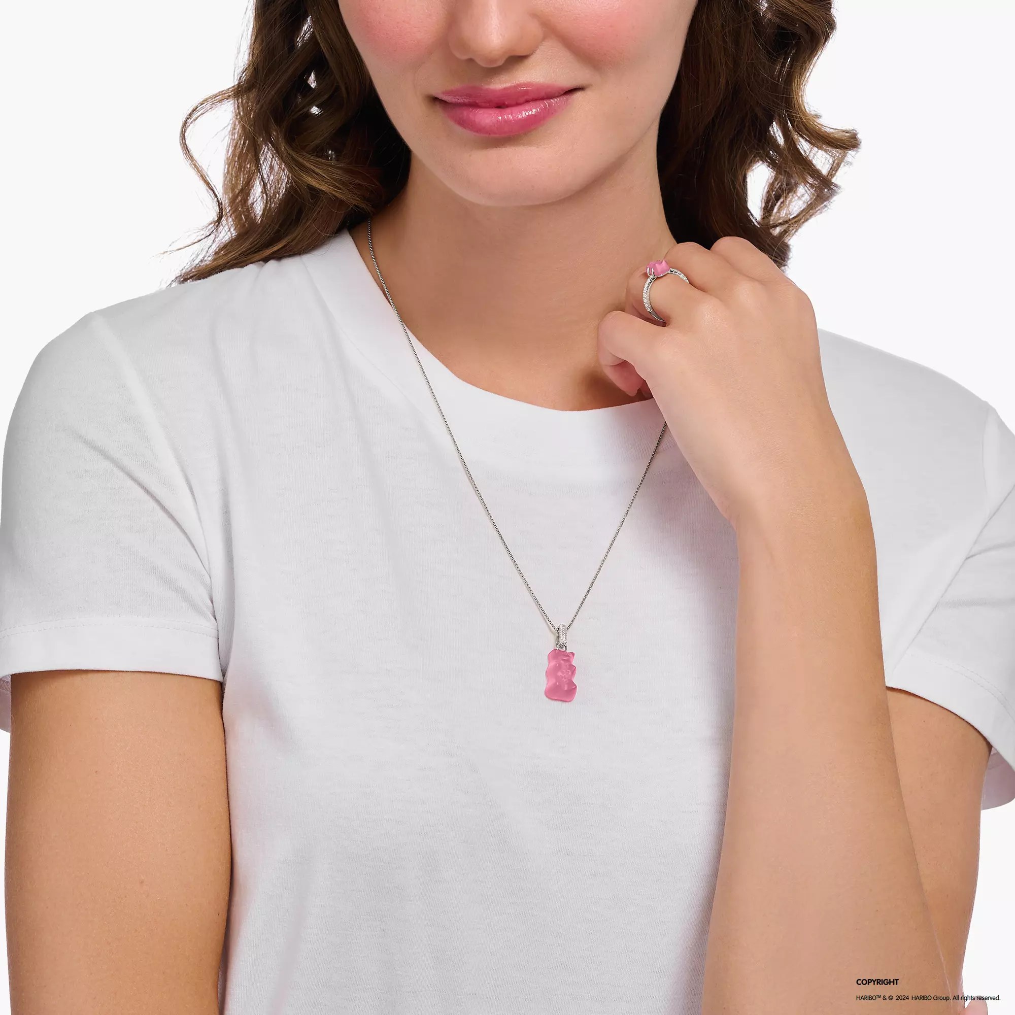 Thomas Sabo Anhänger - HARIBO - Großer Goldbär - Gummibärchen - Rosa-Pink - Silber & Glas & Zirkonia - Rosa-Pink – Ansicht 3