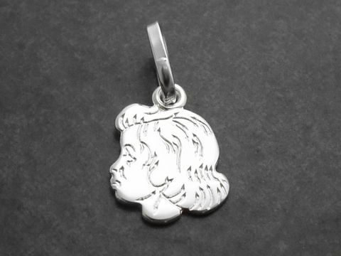 39728-0 Mädchenkopf Anhänger aus 925 Sterling Silber, ideal als Geschenkidee für Kinder, hergestellt von Juwelier Harnisch. Schmuckstück mit feinem Design und hoher Qualität.