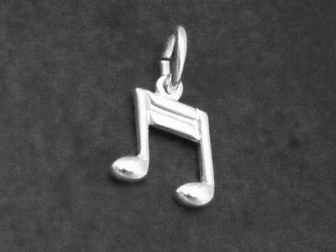 Silber Anhänger in Form einer musikalischen Note, poliert, Hersteller Juwelier Harnisch, ideal für Musikliebhaber.