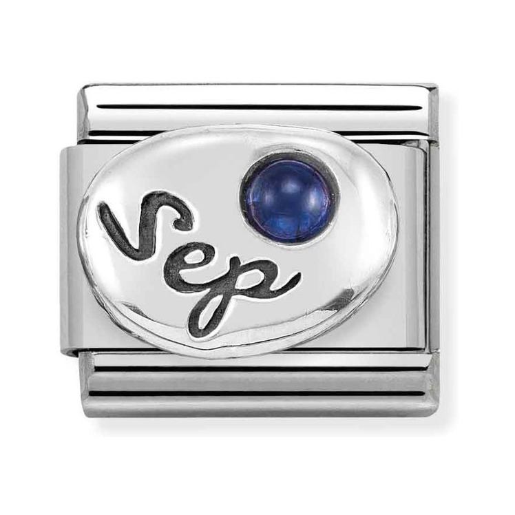 Nomination Composable Classic Charm Monatsstein September Saphir - Edelstahl, Sterling Silber