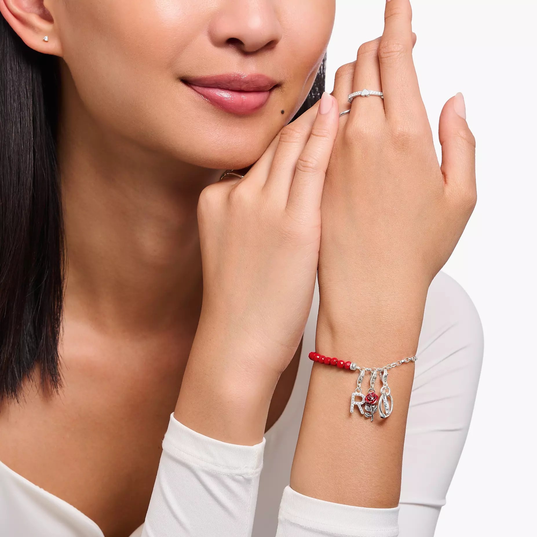 Thomas Sabo Charm-Anhänger - funkelnder Buchstabe R - Silber & Zirkonia - Weiß – Ansicht 2