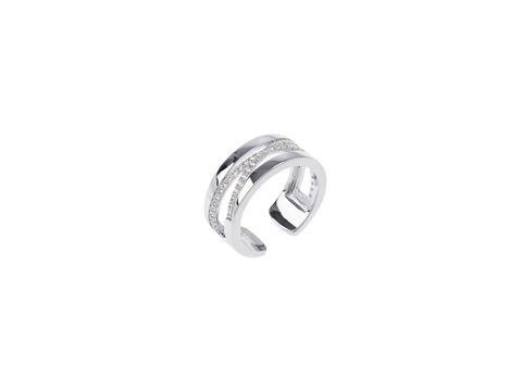 Silberner Ring von Les Georgettes, Modell Les Précieuses, Größe 52-54, 7032128, LIENS, 8 mm breit, mit schlichten und funkelnden Designelementen.