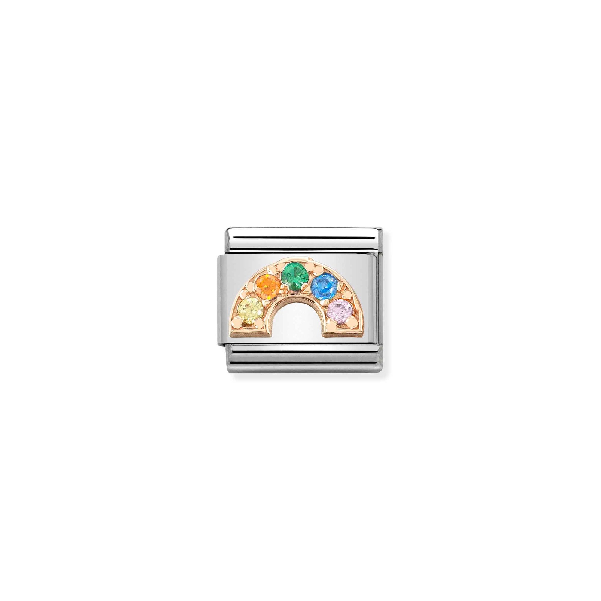 Nomination Composable Classic Charm Regenbogen Pavé - Edelstahl, roségoldfarben, Zirkonia