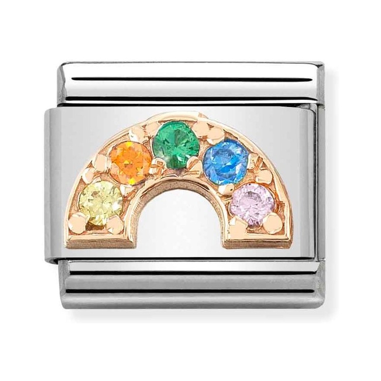 Nomination Composable Classic Charm Regenbogen Pavé - Edelstahl, roségoldfarben, Zirkonia