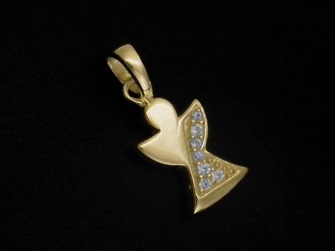 Bezaubernder Engel Anhänger aus 925 Sterling Silber, vergoldet, mit funkelndem Zirkonia. Hersteller Juwelier Harnisch, ideal als besonderes Schmuckstück.