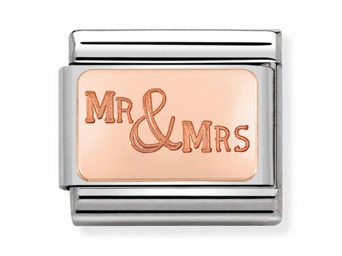 Mr und Mrs Platte in Roségold Classic von Nomination, edle Gravur auf der Vorderseite, ideal für Schmuckliebhaber und Paare. Elegantes Design für besondere Anlässe.