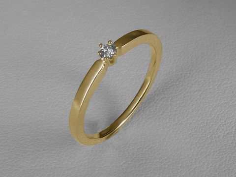 Verlobungsring aus 585 Gold mit rundem Brillant 0,05 ct W/Si, Größe 52, zeitloses Design, Hersteller Juwelier Harnisch, perfekt für den besonderen Moment.