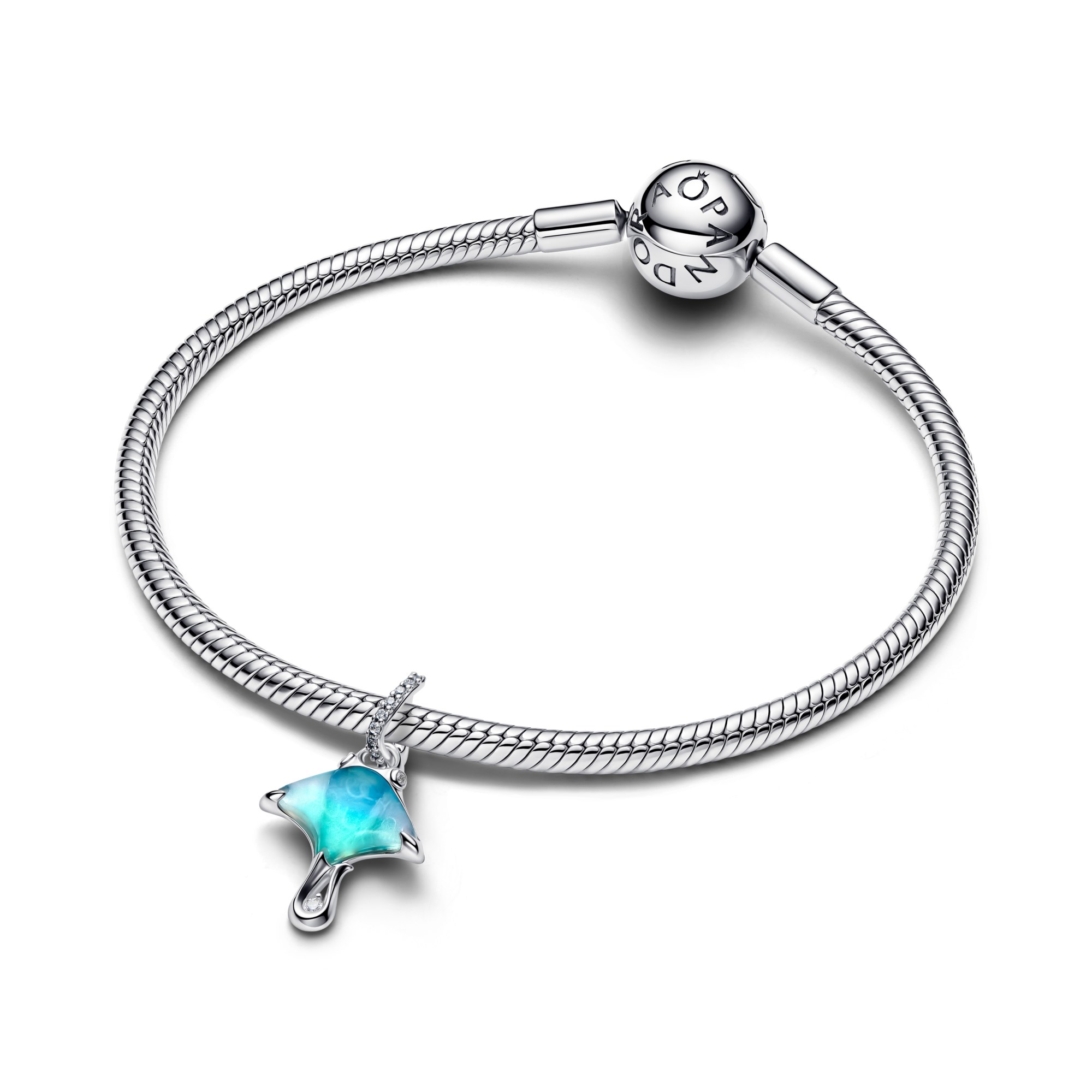 Pandora Mantarochen Charm-Anhänger - Silber - Steinmix Murano Glas Blau – Ansicht 3