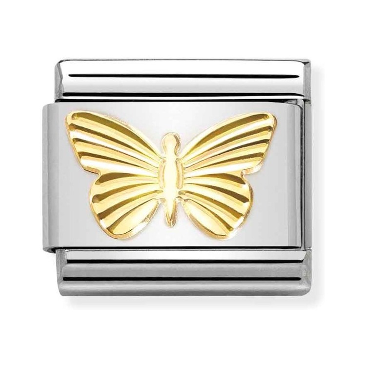 Nomination Composable Classic Charm Schmetterling - Edelstahl, Gold 750 Gelbgold, diamantiert