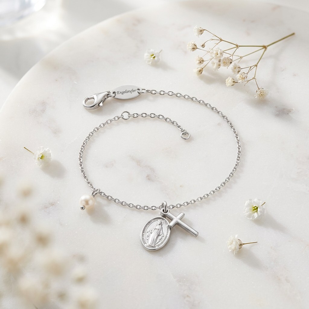 Engelsrufer MARIA Armband mit Perle - Silber rhodiniert & Perlmutt Weiß 17 cm – Ansicht 5