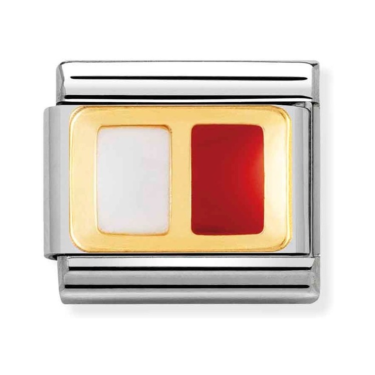 Nomination Composable Classic Charm Flaggenalphabet H - Edelstahl, Gold 750 Gelbgold, Emaille