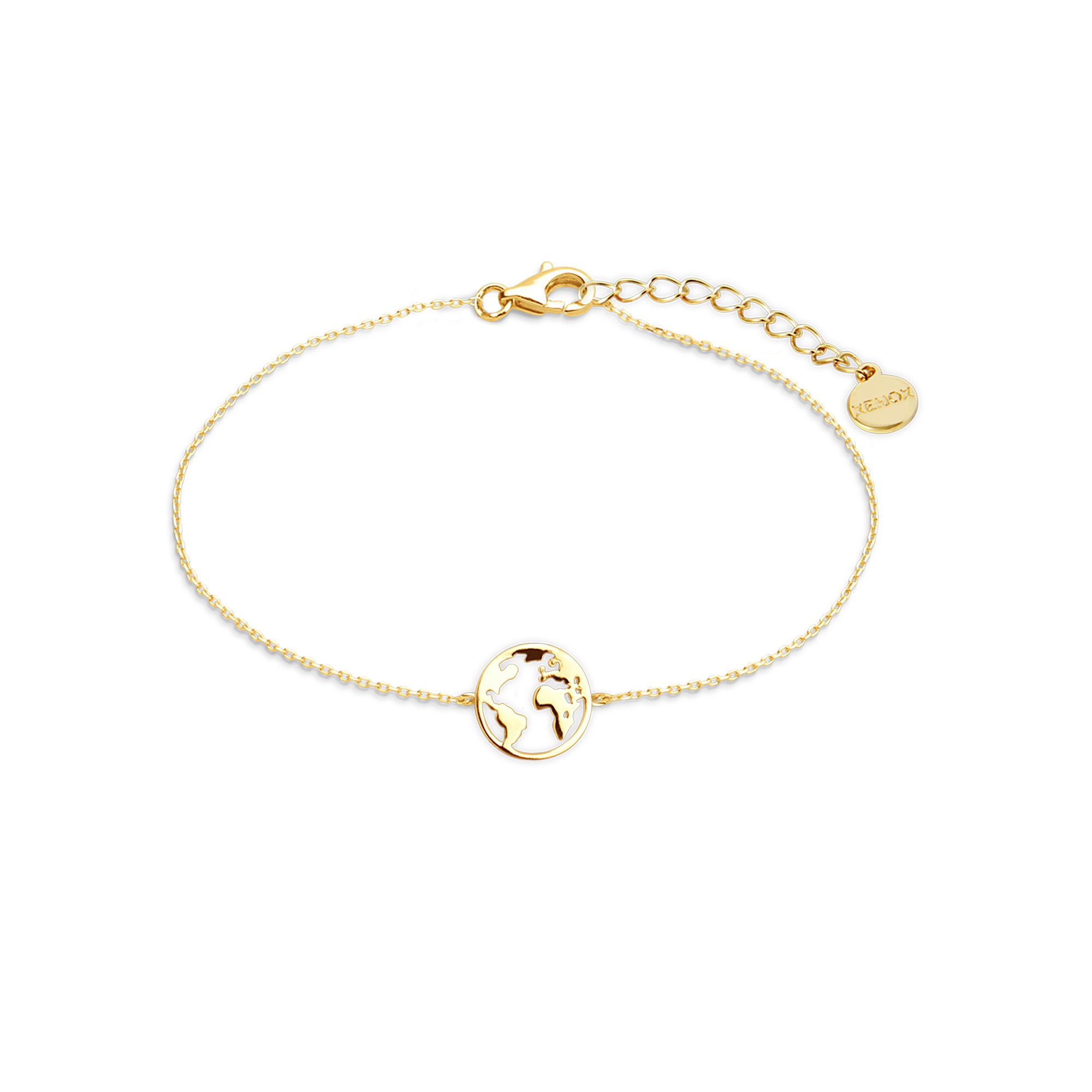 XENOX Armband WELTKUGEL - Sterling Silber vergoldet - 15-18,5 cm – Ansicht 2