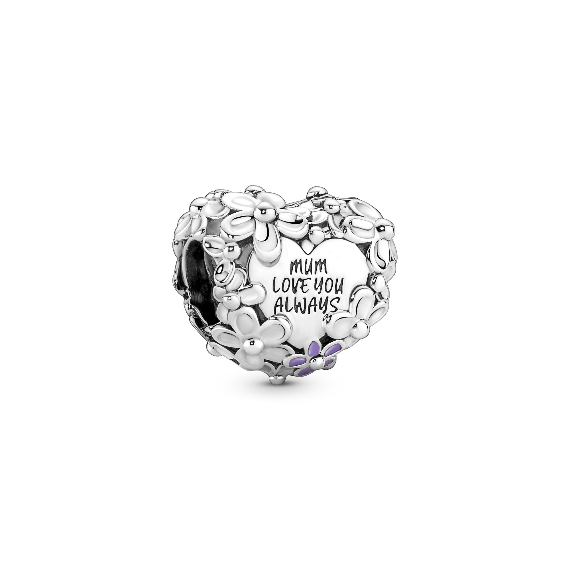 Pandora Mum Gänseblümchen Herz Charm - Sterling Silber & Emaille Pink
