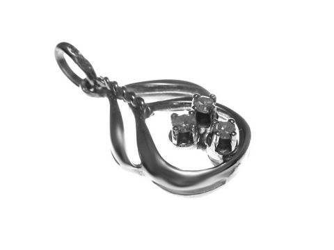 Gold Anhänger aus Gold 585 mit drei funkelnden Diamanten 0,075 ct in Weißgold, gefertigt vom Juwelier Harnisch, stilvolles und elegantes Schmuckstück.