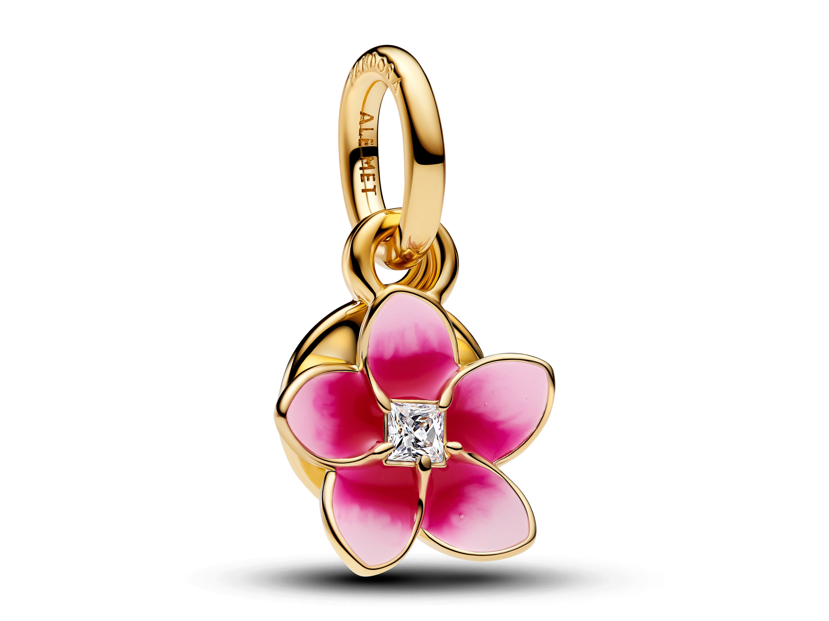 Pandora 763845C01 - Disney Vaiana Blumen Charm - Zirkonia - Pink - Gelbgold Vergoldung